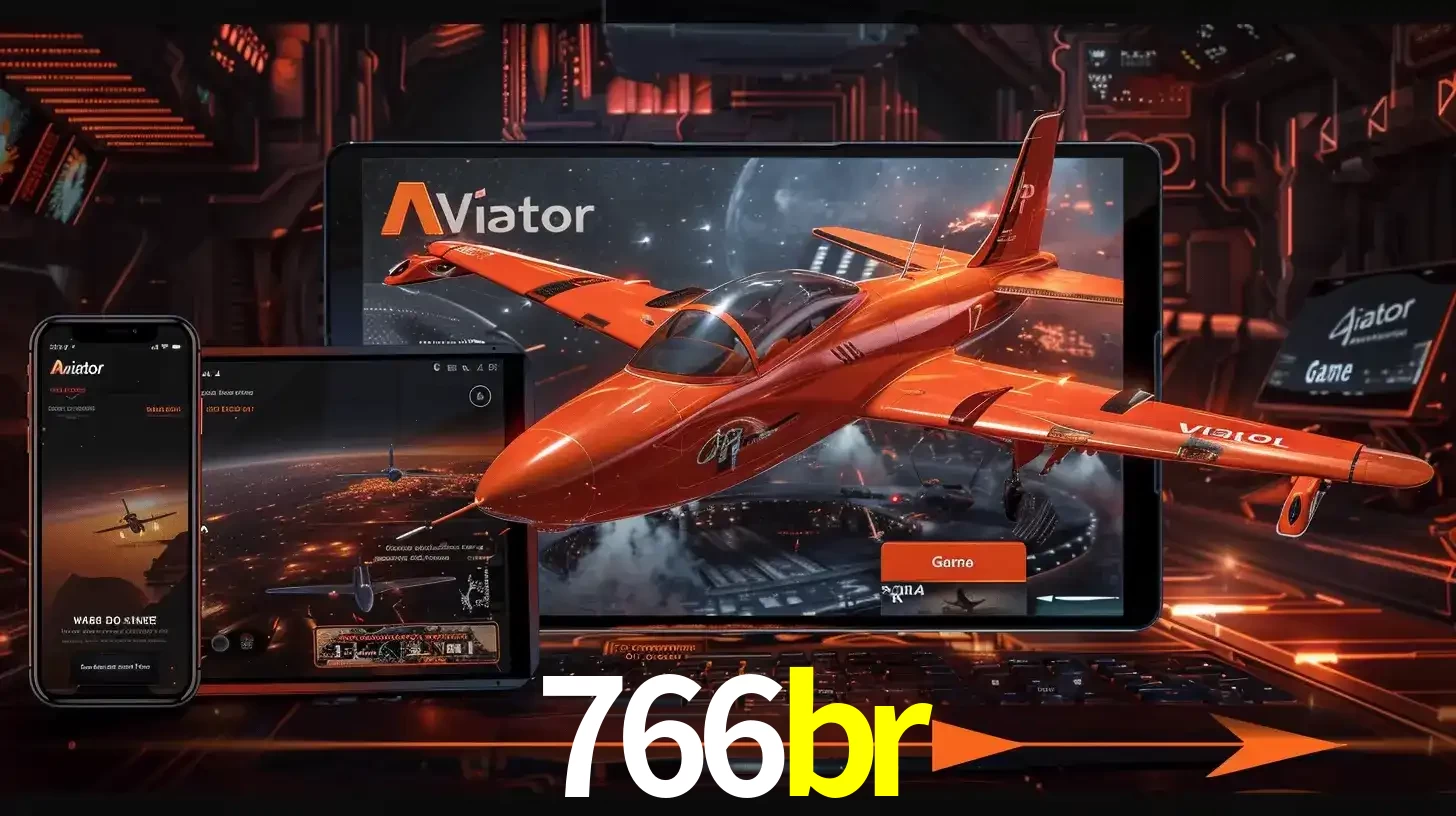 Apresentação tecnológica do jogo Aviator com um avião saindo da tela de um tablet, demonstrando a experiência imersiva em múltiplos dispositivos no 766br.