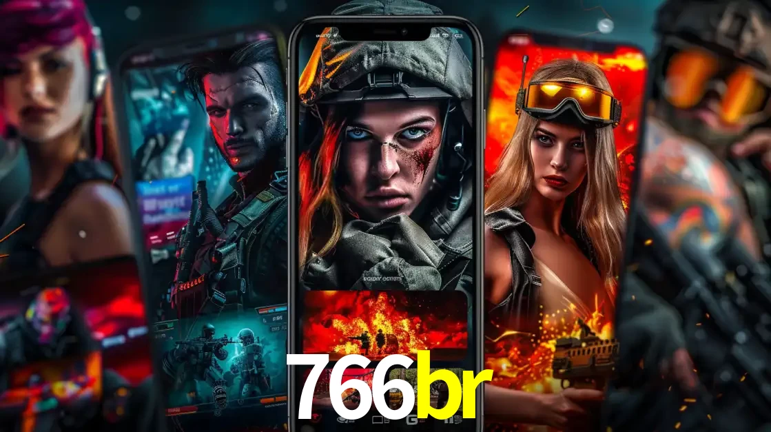 Montagem de telas de celular mostrando diversos personagens, masculinos e femininos, de um jogo de tiro, ilustrando a diversidade de equipes de e-sports para apostar no 766br.